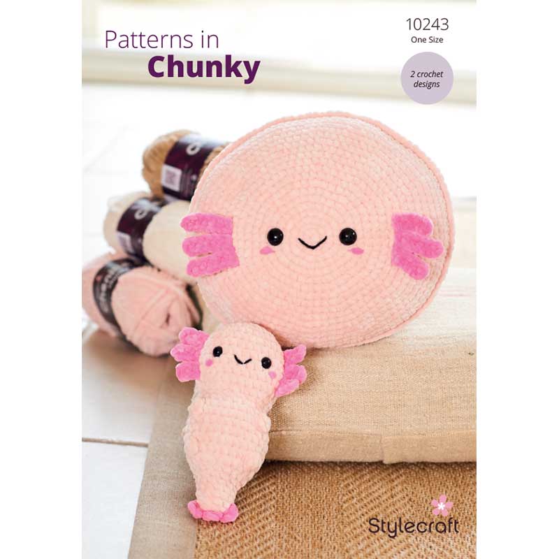 Axolotl Plushie and Cushion in Stylecraft Chenille Chunky - Digital Version 10243