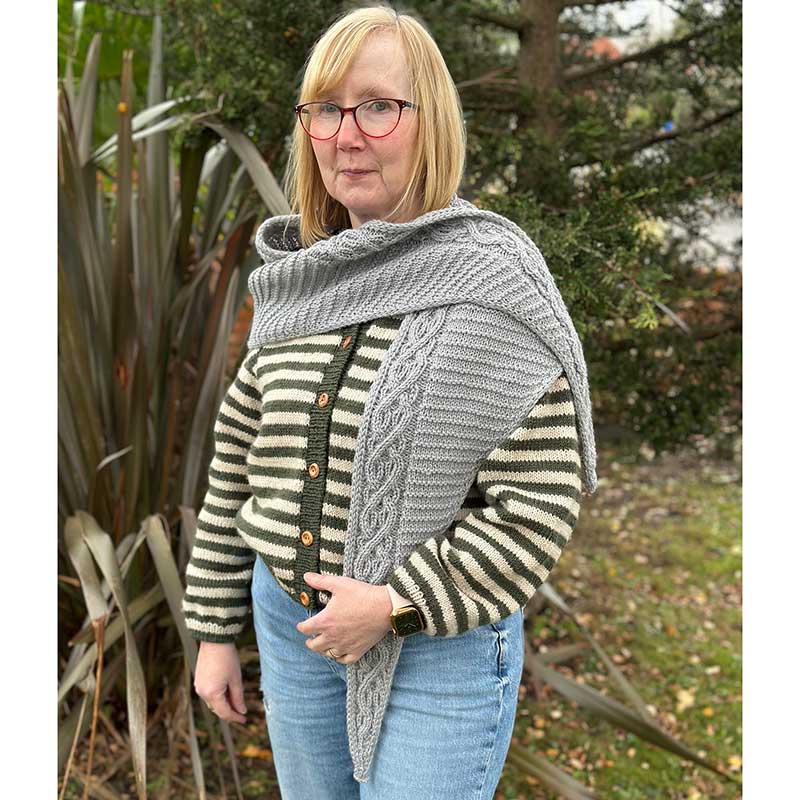 Betwixtmas 2025 Knitted Cabled Shawl - Lerwick in West Yorkshire Spinners The Croft Aran by Sarah Hatton - Image 5