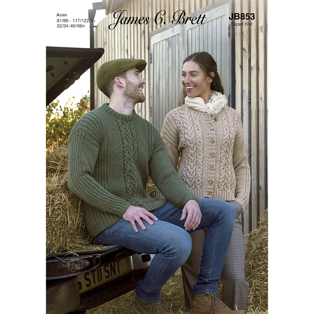 Cardigan and Sweater in James C Brett Croftland Aran
