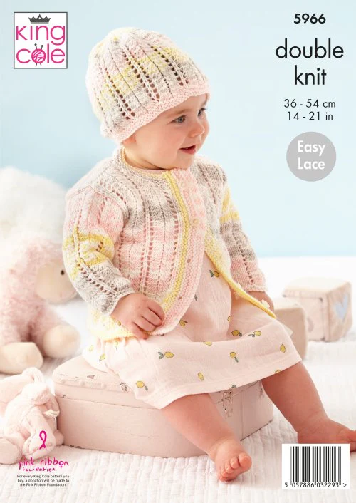 Cardigan Pinafore Dress Hat and Bootees in King Cole Cherish Dk - Image 3