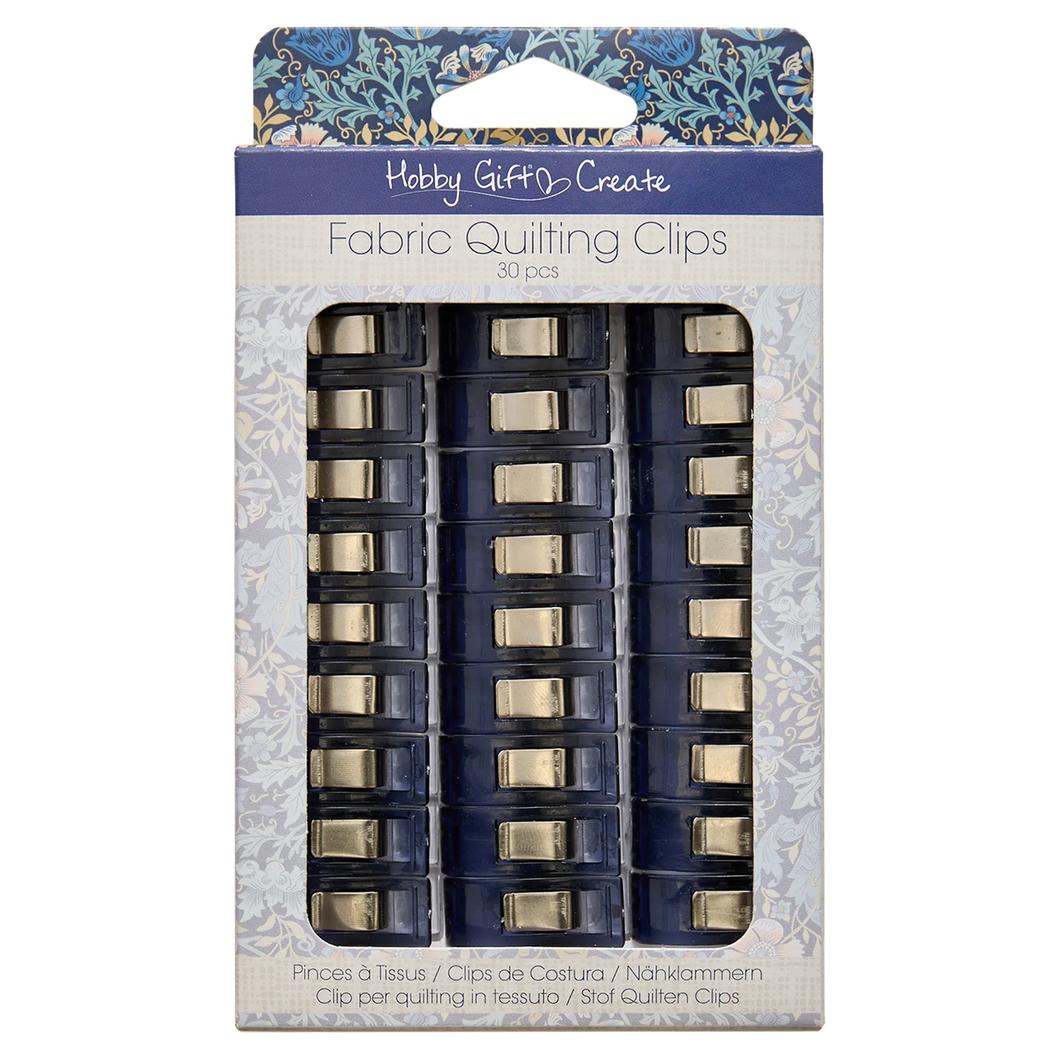 Hobby Gift Quiliting Clips 30 Pieces - Woodblock Floral - Image 2