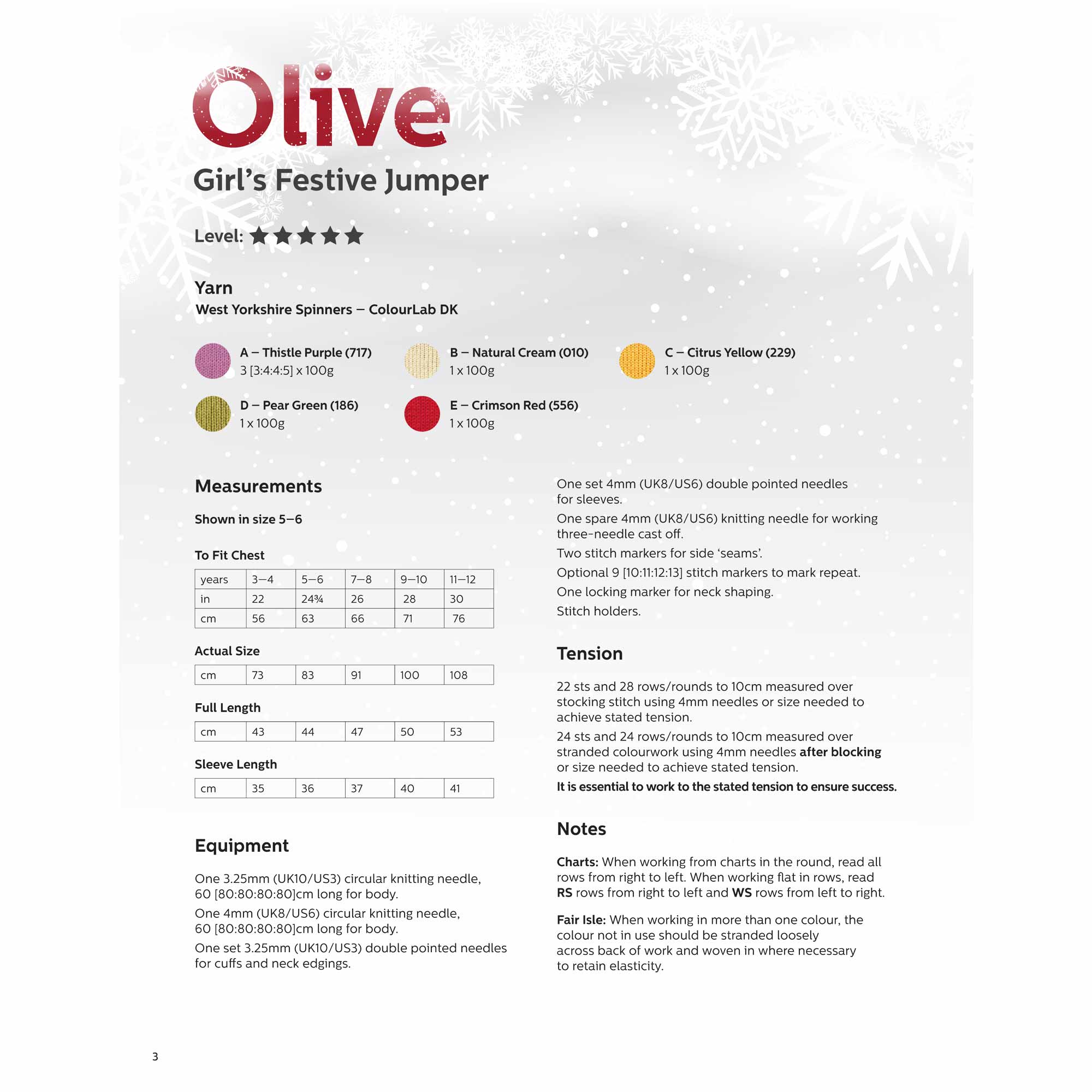 Olive girl's Festive Jumper in West Yorkshire Spinners ColourLab - Digital Version DPB0189 - Image 2