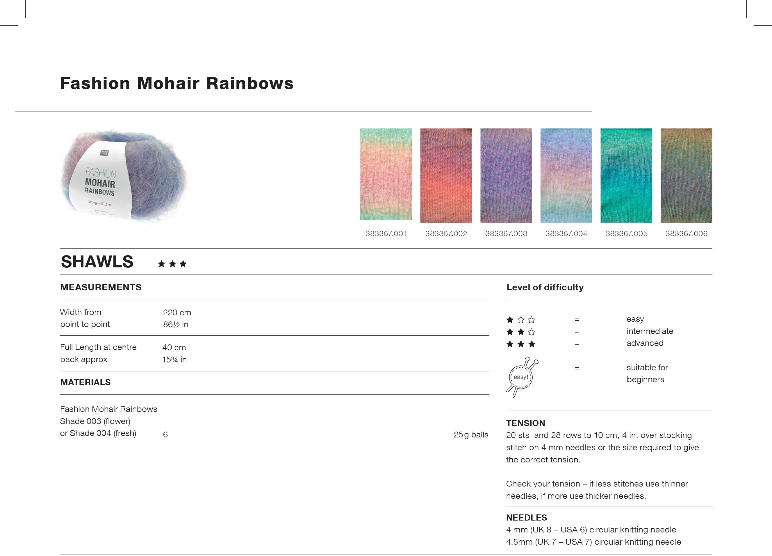 Shawl in Rico Fashion Mohair Rainbows - Digital Version 1297 - Image 2