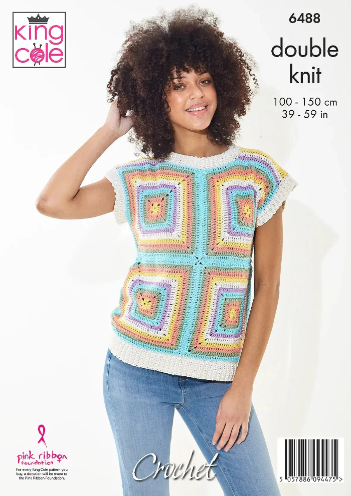 Short Sleeve and Sleeveless Top Crocheted in King Cole Cottonsoft Dk - Digital Version 6488 - Image 3
