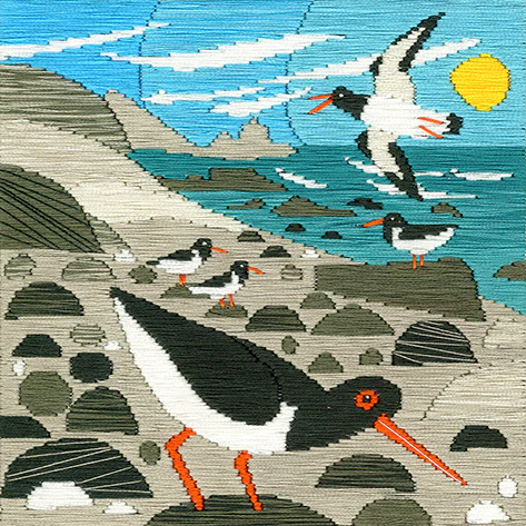 Silken Scenes: Oystercatchers (Long Stitch)